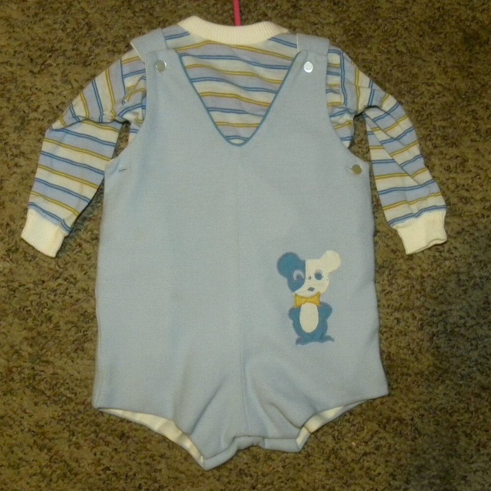 Baby Boy Size M (12-18 months) - Vintage 2-piece Blue Outfit by Beth Terrell